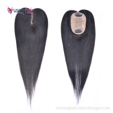 6x9 Silk Virgin Clip adelgazado NaturalBlack Humanhair Topper